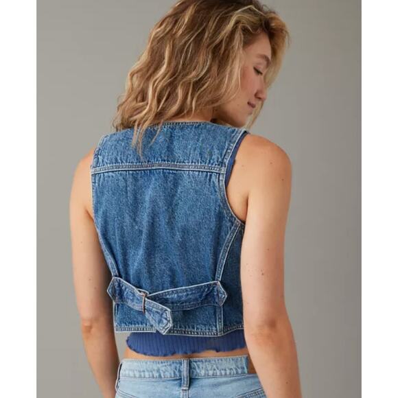 NWT American Eagle Blue Denim Vest Size Small - Picture 2 of 10